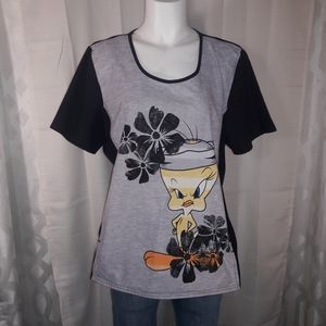 Looney Tunes Tweety Bird shirt black and gray L